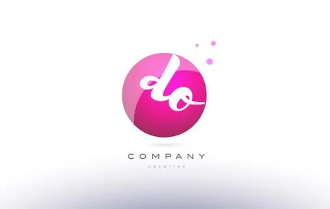Do d o  sphere pink 3d hand written alphabet letter logo Stock Illustration