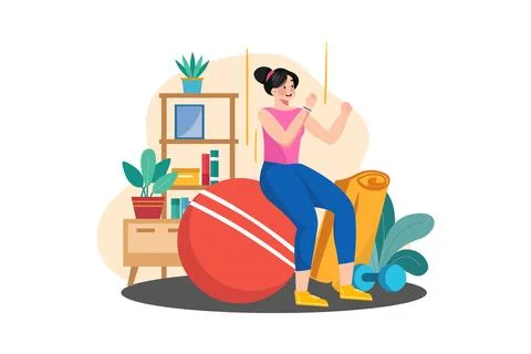 Do Exercise With Gym Ball Roll-Out Stock Illustration