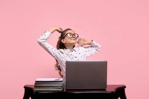 Do exercises while working at the computer. Healthy lifestyle. Stock Photos