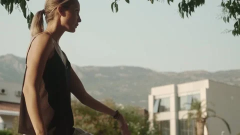 Do gymnastics at dawn, solitude, longevity. Peace of mind and body Stock Footage 257670643