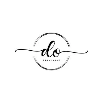 DO Initial handwriting logo with circle template vector Stock Illustration