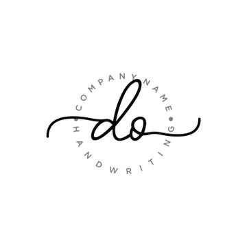 DO Initial handwriting logo design Stock Illustration
