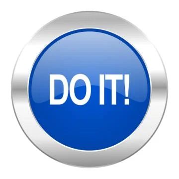 Do it blue circle chrome web icon isolated. Ilustración de archivo