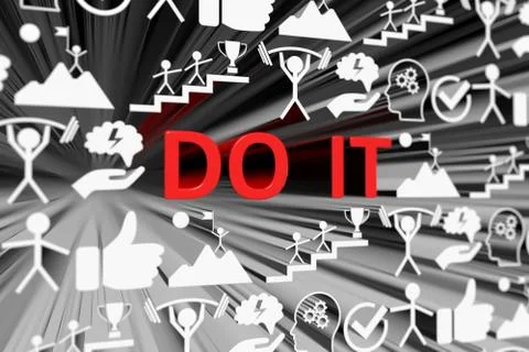 DO IT concept blurred background 3d render illustration Stock Illustration
