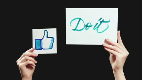 Do it goal achievement hands encouraging thumb up Stock Footage 134894170