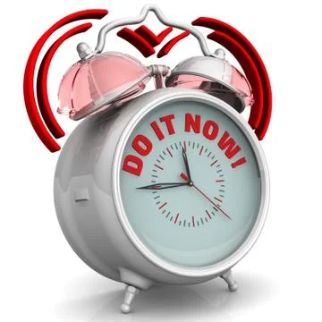 Do it now! The alarm clock with text Ilustração Stock