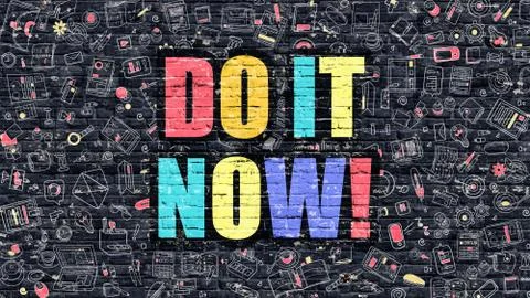 Do it Now Concept with Doodle Design Icons Stock Illustration