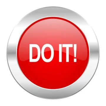 Do it red circle chrome web icon isolated. Ilustración de archivo