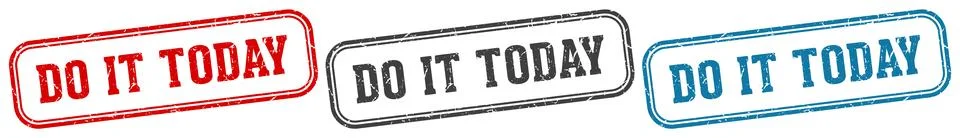 Do it today stamp. do it today rectangular stamp set isolated on white back.. Stock Illustration