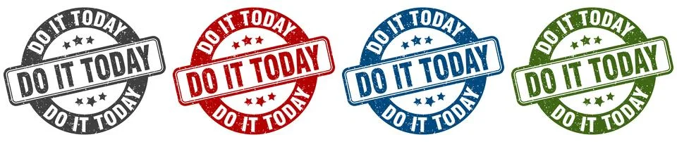 Do it today stamp. do it today round stamp set isolated on white background Stock Illustration