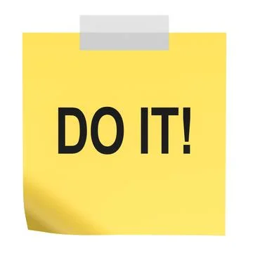 Do It, yellow sticky note. 3D rendering Stock Illustration
