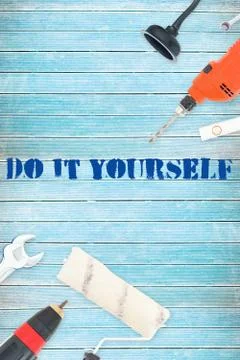 Do it yourself against tools on wooden background Stock Illustration