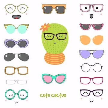 Do it yourself cactus in glasses Stock Illustration