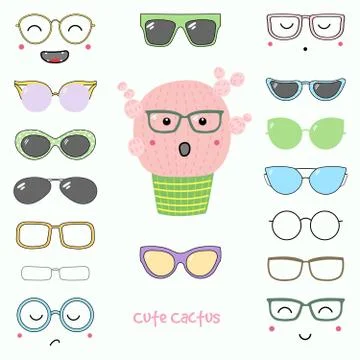 Do it yourself cactus in glasses Stock Illustration