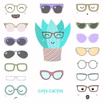 Do it yourself cactus in glasses Stock Illustration