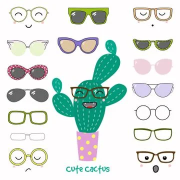 Do it yourself cactus in glasses Stock Illustration