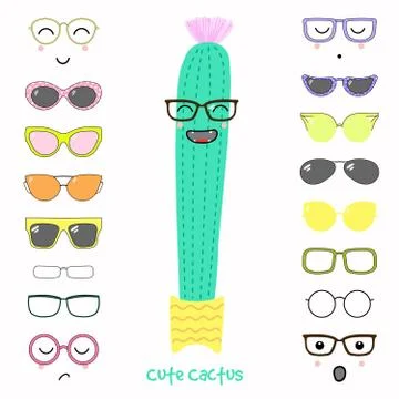 Do it yourself cactus in glasses Stock Illustration