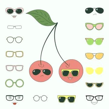 Do it yourself cherries in glasses Stock Illustration