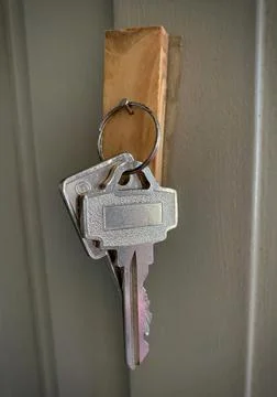 Do it yourself concept - Key hanging on home made hanger. Stock Photos