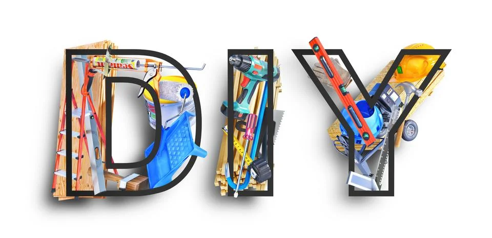 Do it yourself. Construction tools in form of DIY word. 3d illustration Illustrazione stock