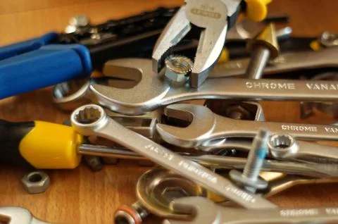 Do It Yourself DIY accessories - locksmith tools, wrenches, screwdrivers, pliers Foto stock