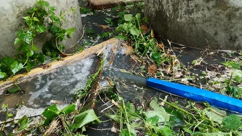 Do It Yourself. DIY. household septic tank. Cleaning and unblocking clogged d Stock Footage 102417366