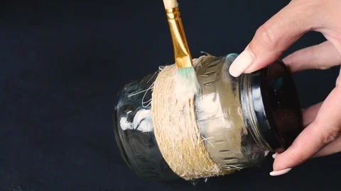 Do-it-yourself glass jar for a cocktail. Stock Footage 114115378