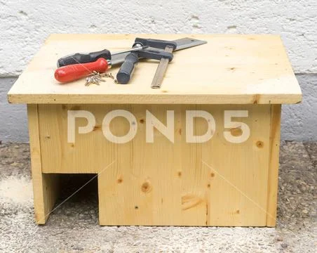 Do it yourself hedgehog shelter with tools Stock Photos
