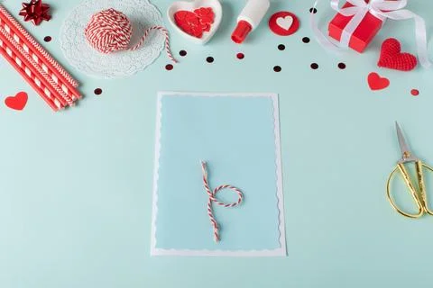 Do it yourself. Make yourself a Valentine's Day greeting card. Step-by-step i Stock Photos