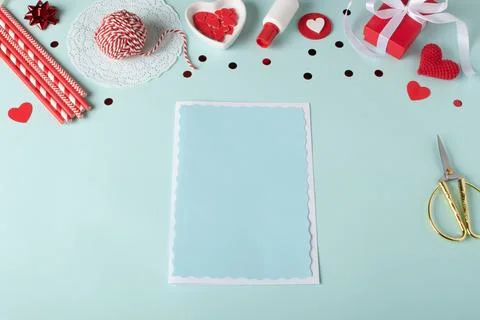 Do it yourself. Make yourself a Valentine's Day greeting card. Step-by-step Stock Photos