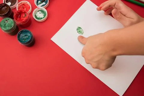 Do it yourself. Making a greeting card for Christmas or New Year. Crafts for the Stock Photos