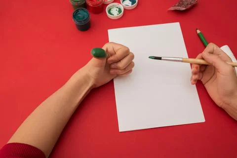 Do it yourself. Making a greeting card for Christmas or New Year. Crafts for the Stock Photos
