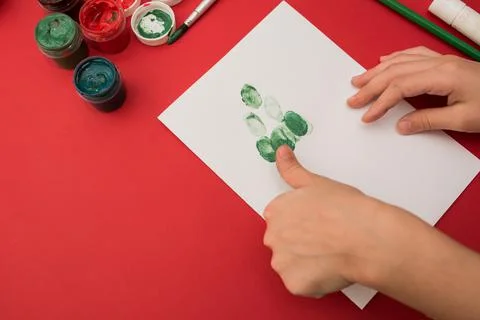 Do it yourself. Making a greeting card for Christmas or New Year. Crafts for the Stock Photos
