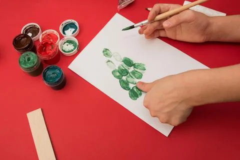Do it yourself. Making a greeting card for Christmas or New Year. Crafts for the Stock Photos