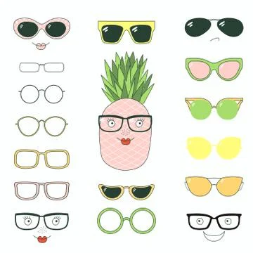 Do it yourself pineapple in glasses Stock Illustration