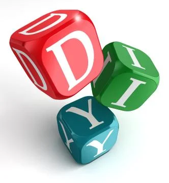 Do it yourself on red, blue and green box Stock Illustration