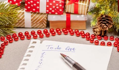 To do list among presents Stock Photos