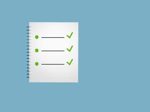 To do list and ticks on spiral notepad blue background 库存插图