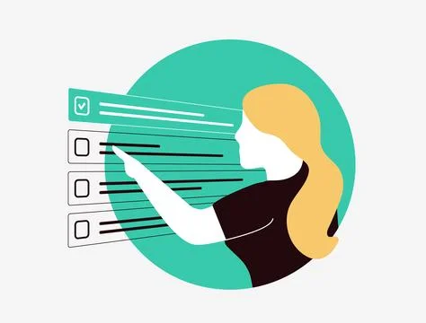 To-do list App - reminder interface with check marks. Task management software Illustrazione stock