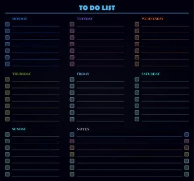 To do list based on weekly days and notes - motivational inscription template Stock Illustration