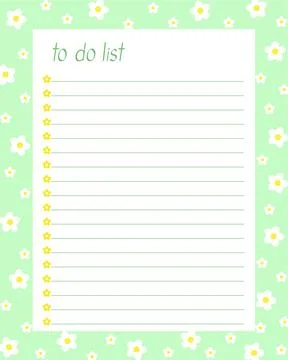 To do list blank lined printable template decorated with spring pattern Stock Illustration