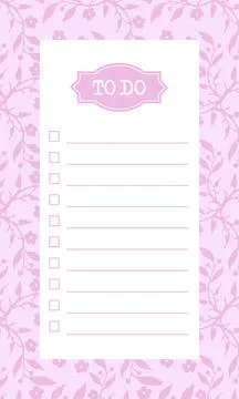 To do list blank template with check box. Stock Illustration