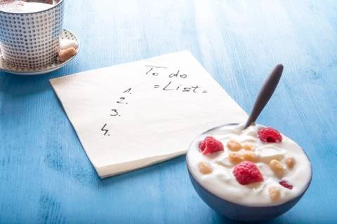 To do list with breakfast Stock Photos