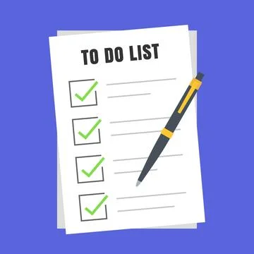 To Do List Checklist Flat Vector Stock Illustration