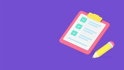 To do list complete notes writing task checkmark done clipboard pencil 3d i.. Stock Illustration