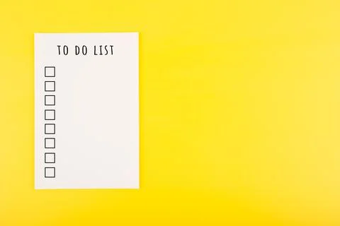 To do list concept in bright yellow color with copy space Stock Photos