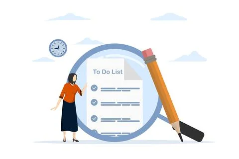To-do list concept. Checklist for job completion. Check important documents. Illustrazione stock