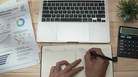 To do list concept with notebooks, pen, laptop, calculator, etc Stock Footage 346771305