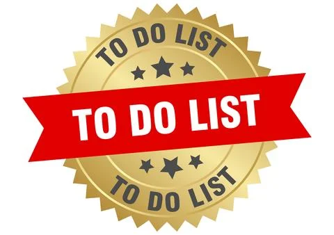 To do list. to do list round red and gold label isolated on transparent bac.. Stock Illustration