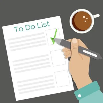 To do list. The hand marks the completed tasks. Stock Illustration